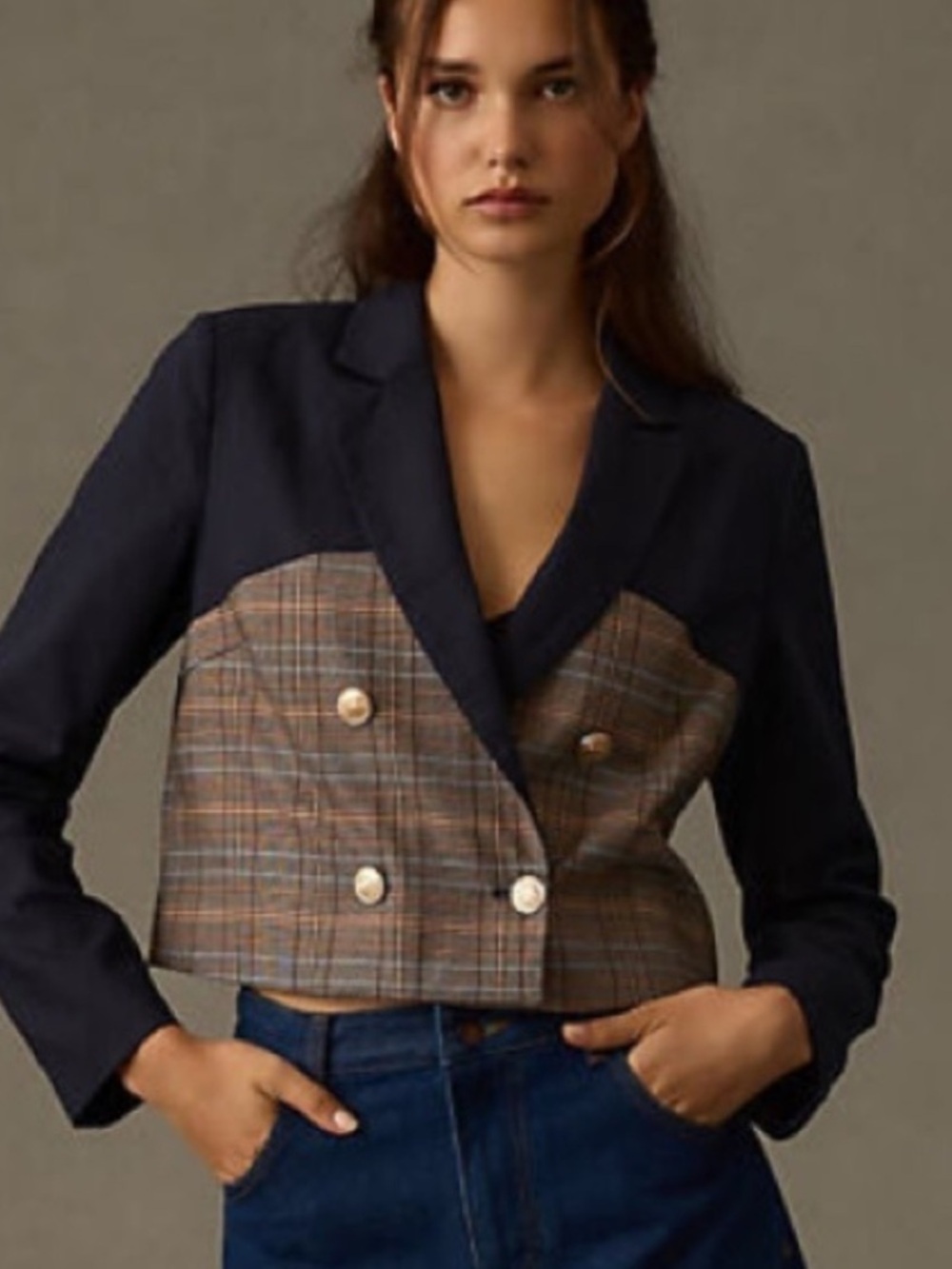 NWT dolan Anthropologie Plaid Corset Blazer